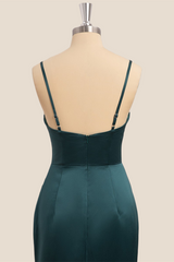 Dark Green Ruched Mermaid Long Formal Dress