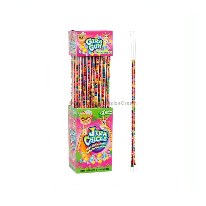 Safari Gira Gum Sticks in colorful plastic tubes, 60 count bulk American candy for sharing and enjoyment.
