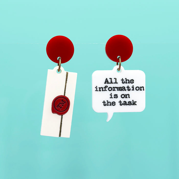 Task Envelope Hanging Post Earrings
