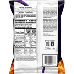 Nutrition facts label for Turbos Flamas spicy corn chips, highlighting calorie count and serving size.